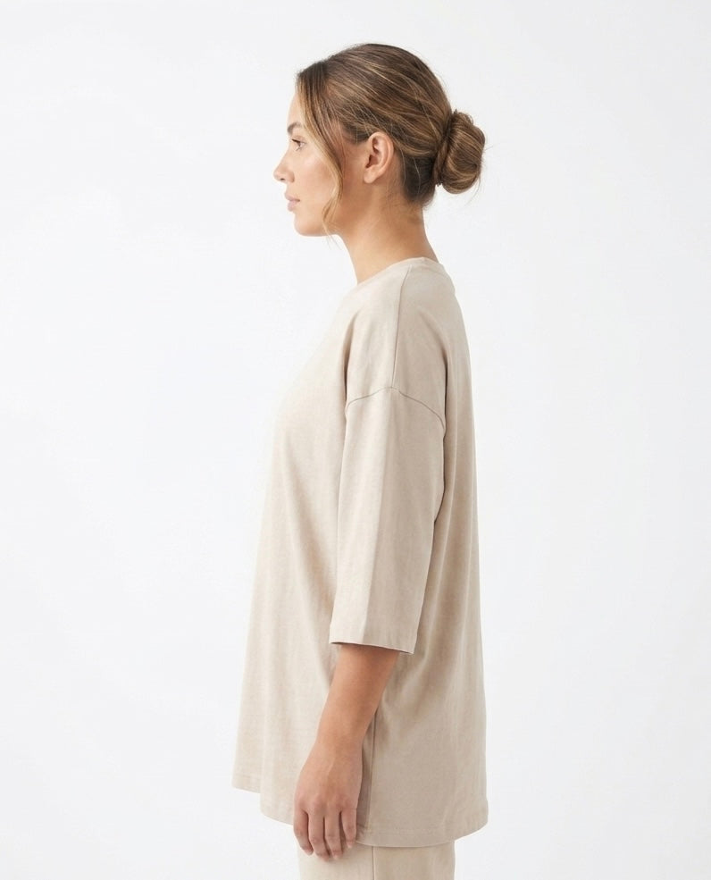 Oversized T-shirt 3/4 (Beige)