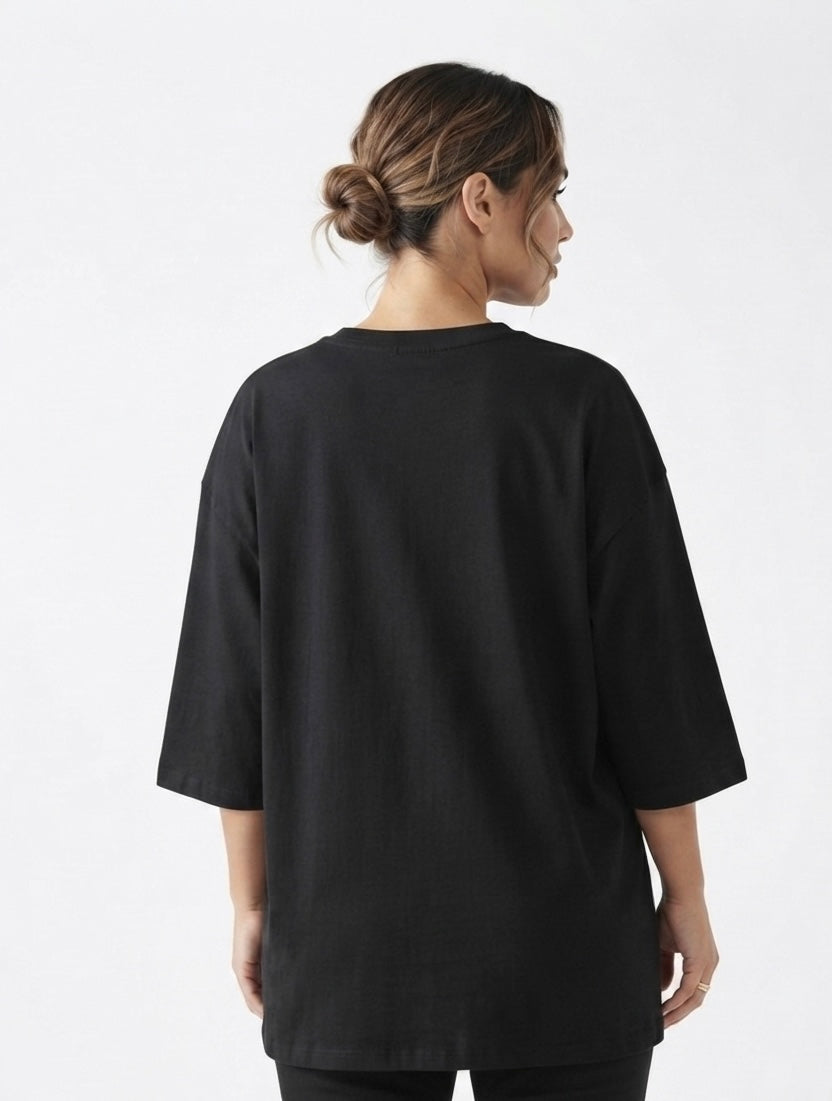 Oversized T-shirt 3/4 ( Black )