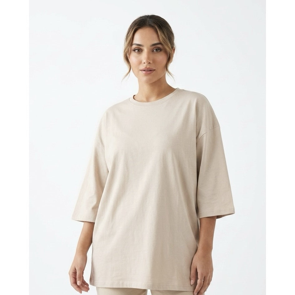 Oversized T-shirt 3/4 (Beige)