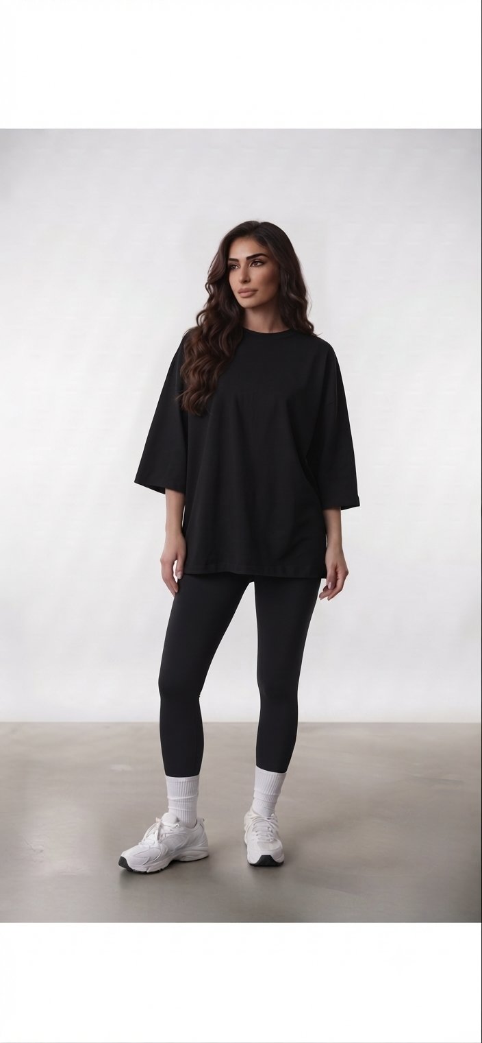 A/ Women’s  set a oversized T-shirt / leggin pantlon (Black)
