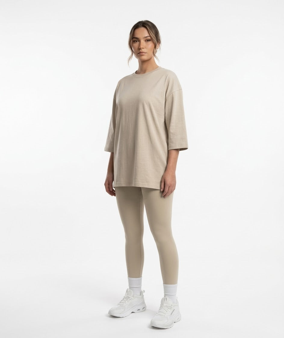 A/ Women’s  set a oversized T-shirt / leggin pantlon (Beige)