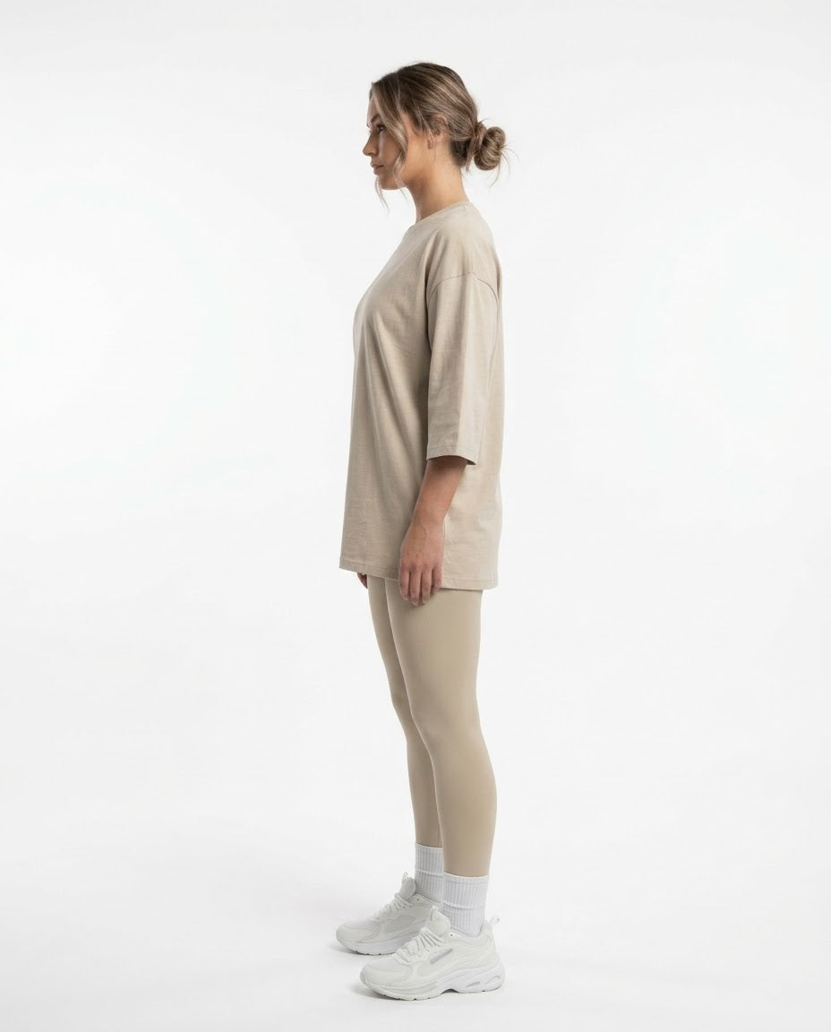 A/ Women’s  set a oversized T-shirt / leggin pantlon (Beige)