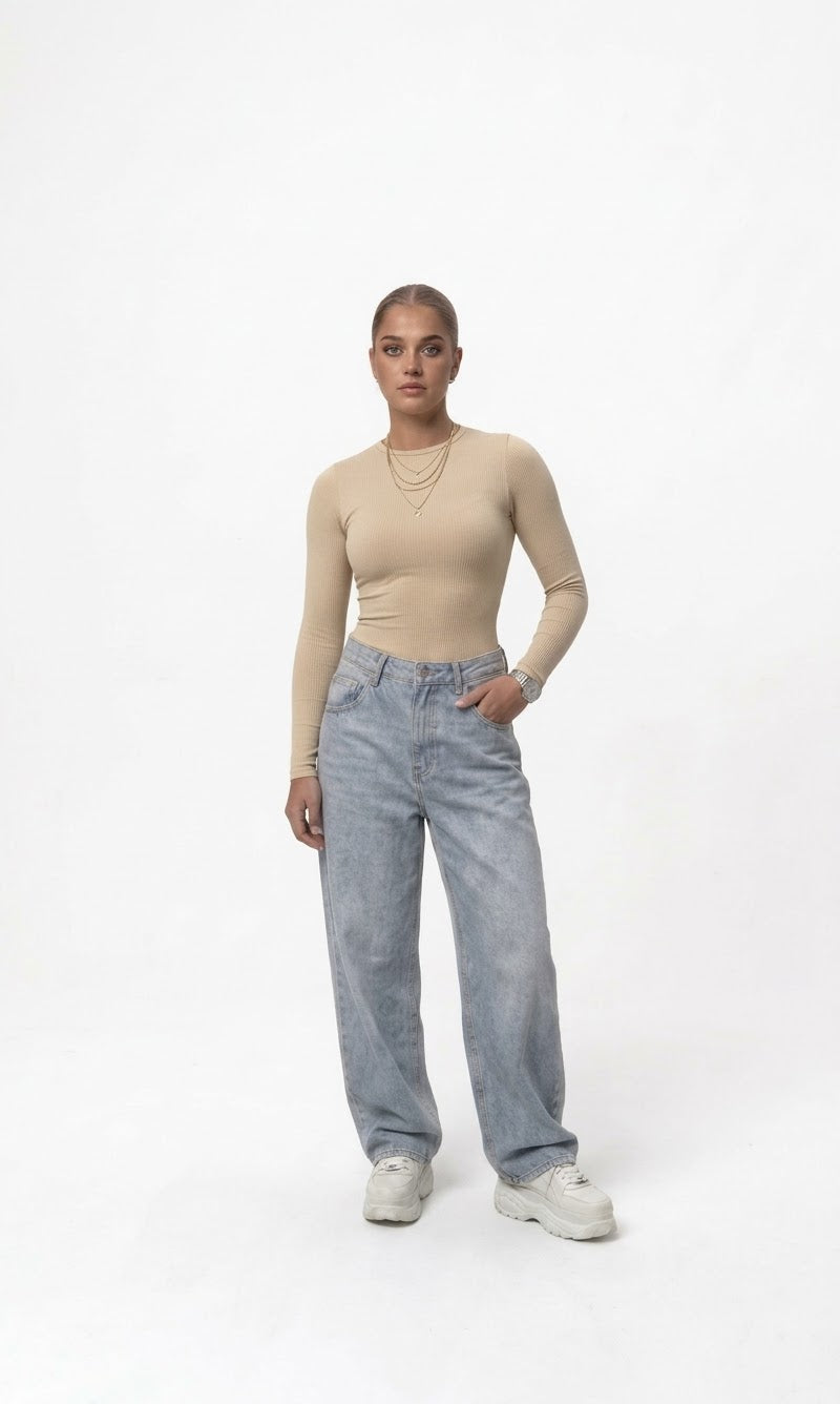 W/ Bodysuit – Premium Liza Fabric (Beige)